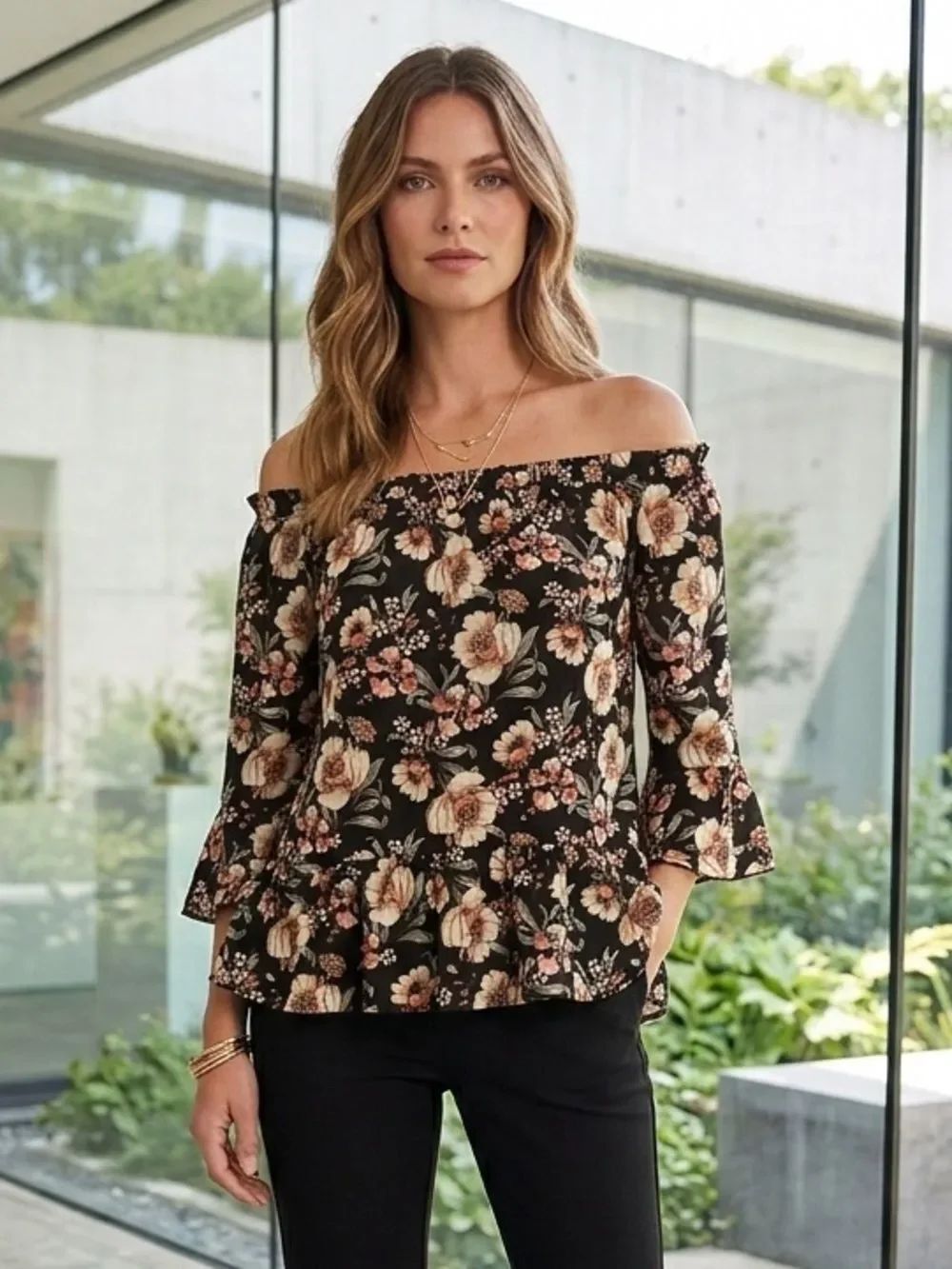 Take 50% OFF- R n B Floral Ruffle Mini Skirt - Black with Pink Floral, Size-S
